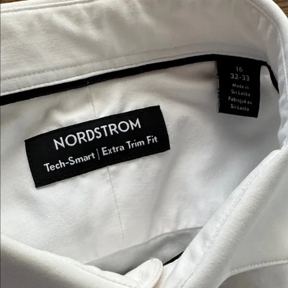 Nordstrom Tech-Smart Extra Trim Fit Shirt White 16 32/33 - Picture 2 of 3